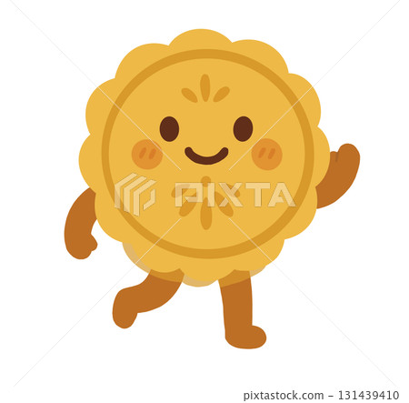 Anthropomorphic mooncakes greeting 131439410