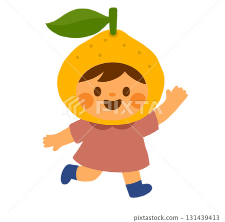 帶著柚子頭套的兒童 131439413