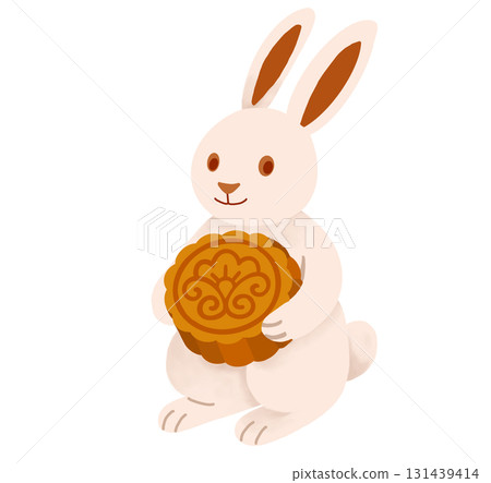 抱著月餅的兔子 131439414