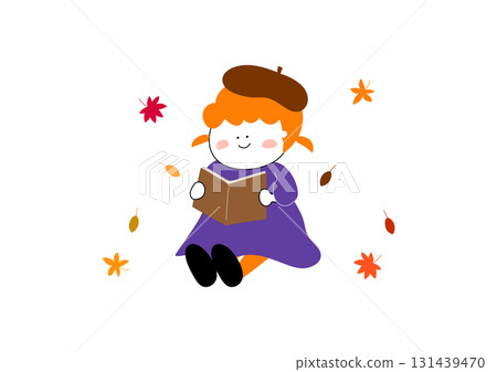 Illustration material of a girl enjoying reading Illustration material of a girl enjoying reading 131439470