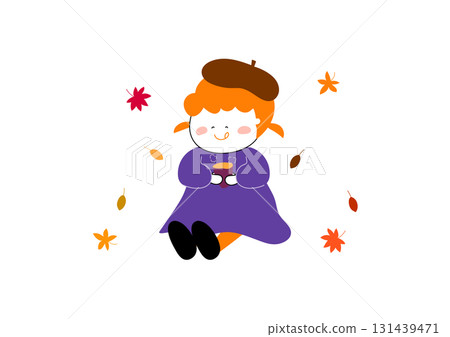吃烤地瓜的女孩的插圖素材 吃烤地瓜的女孩的插圖素材 131439471