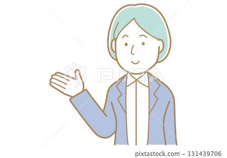 身穿西裝、藍頭髮的女子伸出手的插圖 131439706