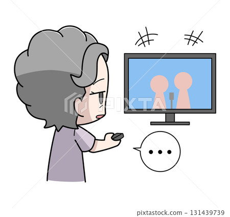 一位不喜歡看電視的老年婦女的插圖 一位不喜歡看電視的老年婦女的插圖 131439739