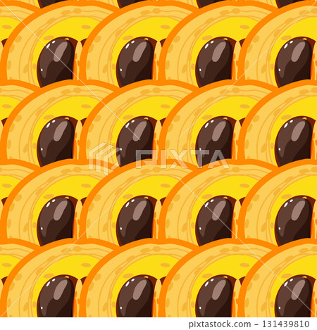 Canistel slice is a egg fruit seamless tropical pattern vector illustration 131439810