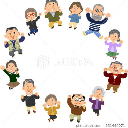 十二名老年男女跳成一圈 十二名老年男女跳成一圈 131440071