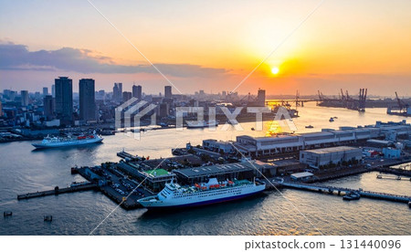 Ferry moored at the port ferry terminal 131440096
