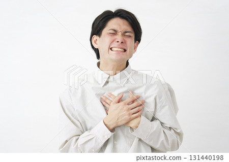 Man heart pain white background Man heart pain white background 131440198