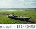 old boat on the river 131440458