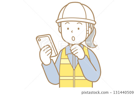 一名身穿工作服、戴著頭盔和安全背心的婦女看著智慧型手機螢幕的插圖 一名身穿工作服、戴著頭盔和安全背心的婦女看著智慧型手機螢幕的插圖 131440509