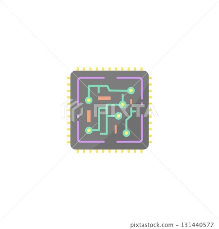 CPU晶片（積體電路）向量圖示.平面設計 131440577