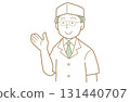 Illustration of a chef pointing with his hand 131440707