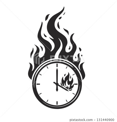 A burning clock concept urgency, pressure, or time running out. vector illustration. 131440900