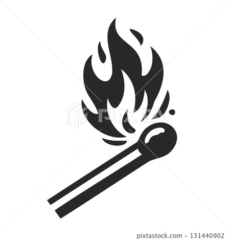 A burning matchstick with flames rising from its tip. A burning matchstick with flames rising from its tip. 131440902