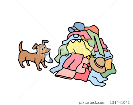 Pile of laundry and a dog Pile of laundry and a dog 131441041