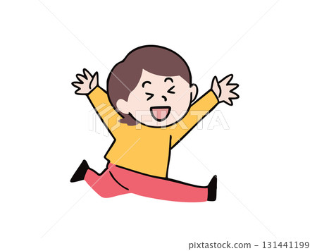 A child running happily with his arms outstretched A child running happily with his arms outstretched 131441199