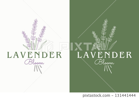 Lavender Flower Vector Logo, Minimalist and Elegant Design for Natural Products 131441444