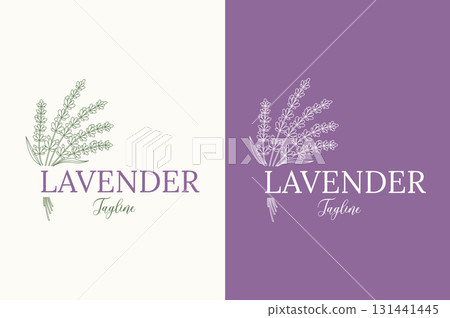 Lavender Flower Bouquet Logo, Aesthetic Vector Illustration Lavender Flower Bouquet Logo, Aesthetic Vector Illustration 131441445