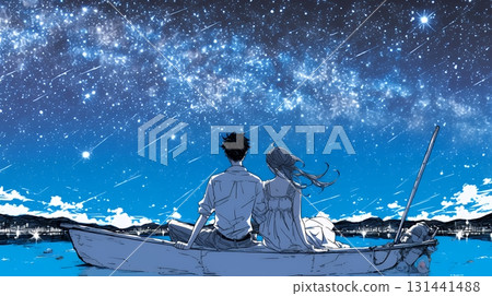Lovers gazing at the Milky Way Lovers gazing at the Milky Way 131441488