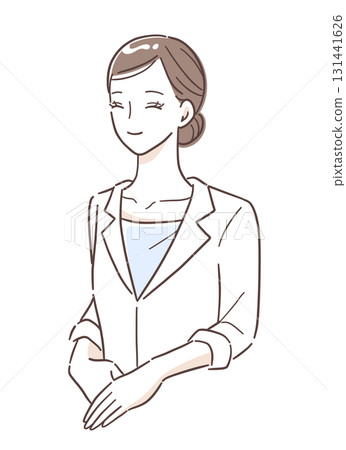 身穿白大褂的微笑女醫生的插畫素材 身穿白大褂的微笑女醫生的插畫素材 131441626