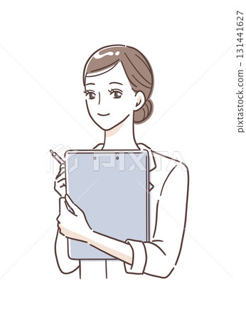一位女醫生拿著病歷的插畫素材 一位女醫生拿著病歷的插畫素材 131441627