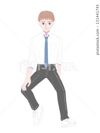 Sitting male student 131441745