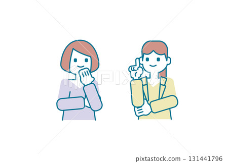 兩位女商人交談的插圖 131441796