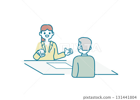 一位女商人向一位老人家講解材料 131441804