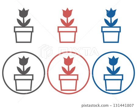 Flower pot simple line drawing icon Flower pot simple line drawing icon 131441807