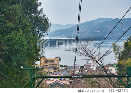 Amanohashidate Kasamatsu Park, view from the Amanohashidate cable car (Miyazu City, Kyoto Prefecture) 131442474