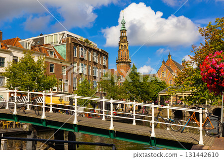 Streets and canals of Leiden town, Netherlands 131442610