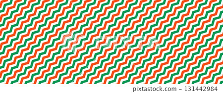 Candy cane zigzag seamless pattern. Red and green zig zag stripe repeated background. Christmas wrapping paper wallpaper. Xmas peppermint backdrop. Winter holiday gift lines print design. Vector 131442984