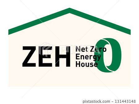 ZEH Net Zero Energy House Vector Energy Saving Decarbonization Sustainable Housing Headline Design 131443148