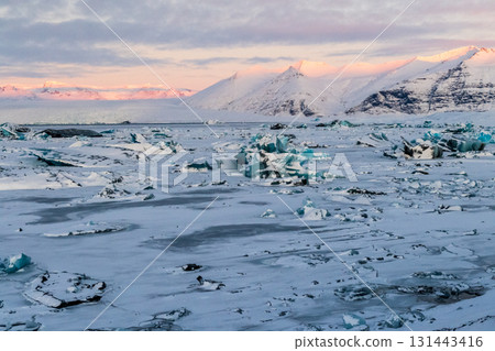 Early morning over Jokulsarlon Glacier lagoon 131443416