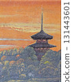 夕陽下閃耀的法喜寺三重塔 131443601