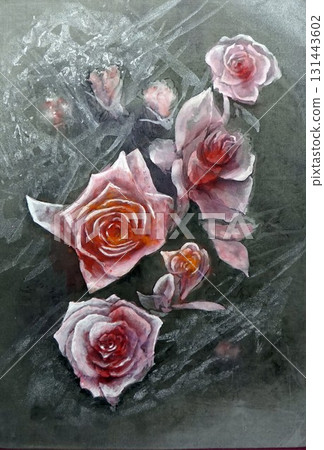 Japanese painting of roses 131443602