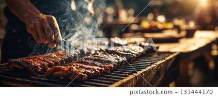 Elegant hand playing piano keys in formal suit, classical music performance, warm lighting, sophisticated atmosphere, focus on fingers 131444170