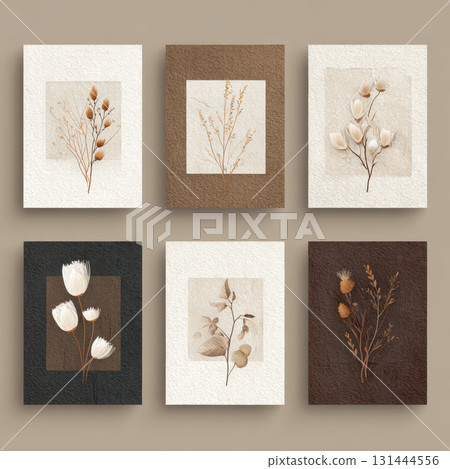 Minimalist botanical wall art, neutral color palette, dried flower illustration, modern home decor, elegant and calming design Minimalist botanical wall art, neutral color palette, dried flower illustration, modern home decor, elegant and calming design 131444556