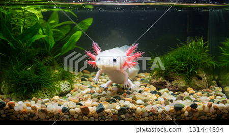 蠑螈在水族箱裡游泳 131444894