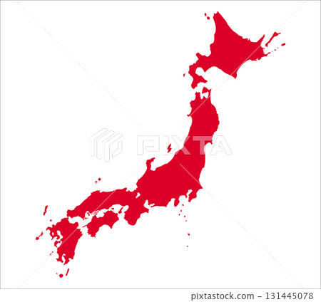 紅色日本地圖圖 131445078