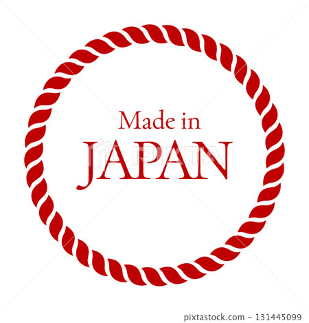 產品和當地特產的“日本製造”標籤設計圖像 131445099