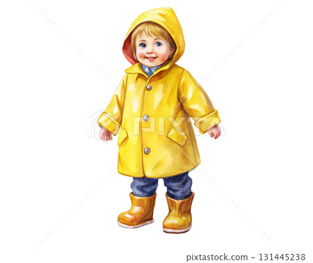 Watercolor illustration girl wearing a light blue snowsuit Watercolor illustration girl wearing a light blue snowsuit 131445238