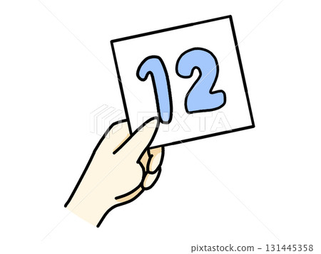 Hand holding a card 12 Hand holding a card 12 131445358