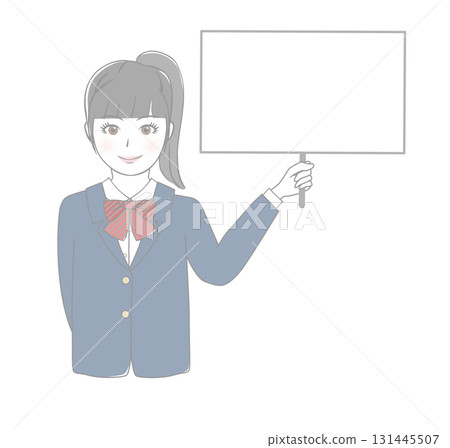 Female student holding a board 131445507