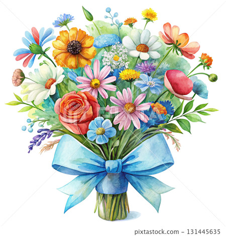 A modern floral bouquet illustration clean background professional designer style high resolution clipart 131445635