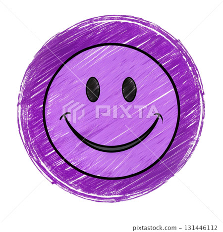 Minimal doodle style smiley face scribbled circle background 131446112