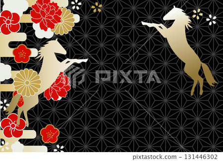 2026 Year of the Horse New Year's card material 2026 Year of the Horse New Year's card material 131446302