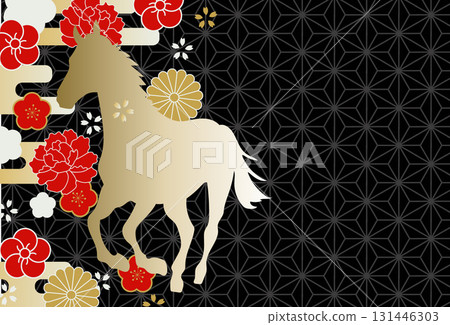 2026 Year of the Horse New Year's card material 2026 Year of the Horse New Year's card material 131446303
