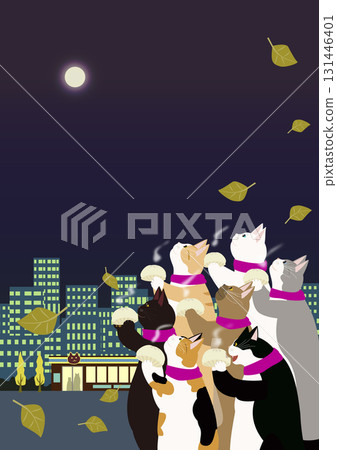 秋夜裡，一隻貓在吃便利商店買的饅頭 131446401