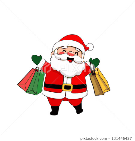 聖誕老人享受冬季年底的聖誕銷售、年終銷售和聖誕集市 131446427