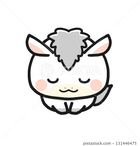 Year of the Horse New Year's card material: A bowing white horse 131446475